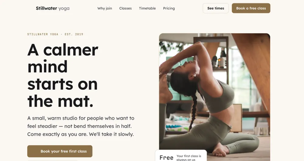 Still Water — yoga studio website
